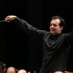 Conductor Andris Nelsons with the Leipzig Gewandhaus Orchestra.